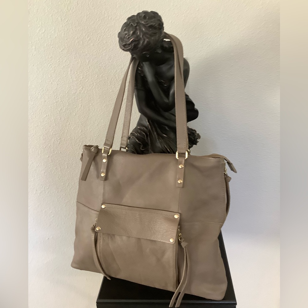 Kooba Taupe Leather Tote Handbag